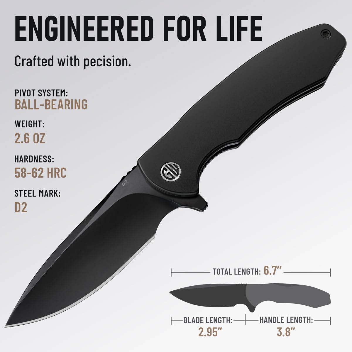 High-End Folding Pocket Knife – D2 Steel Blade, Aluminum Handle & Smooth Ball Bearing Pivot – Elegant Gift-Ready EDC Knife with Deep Carry Clip, Legal in All States - Gifts for Men , Women 6700 A