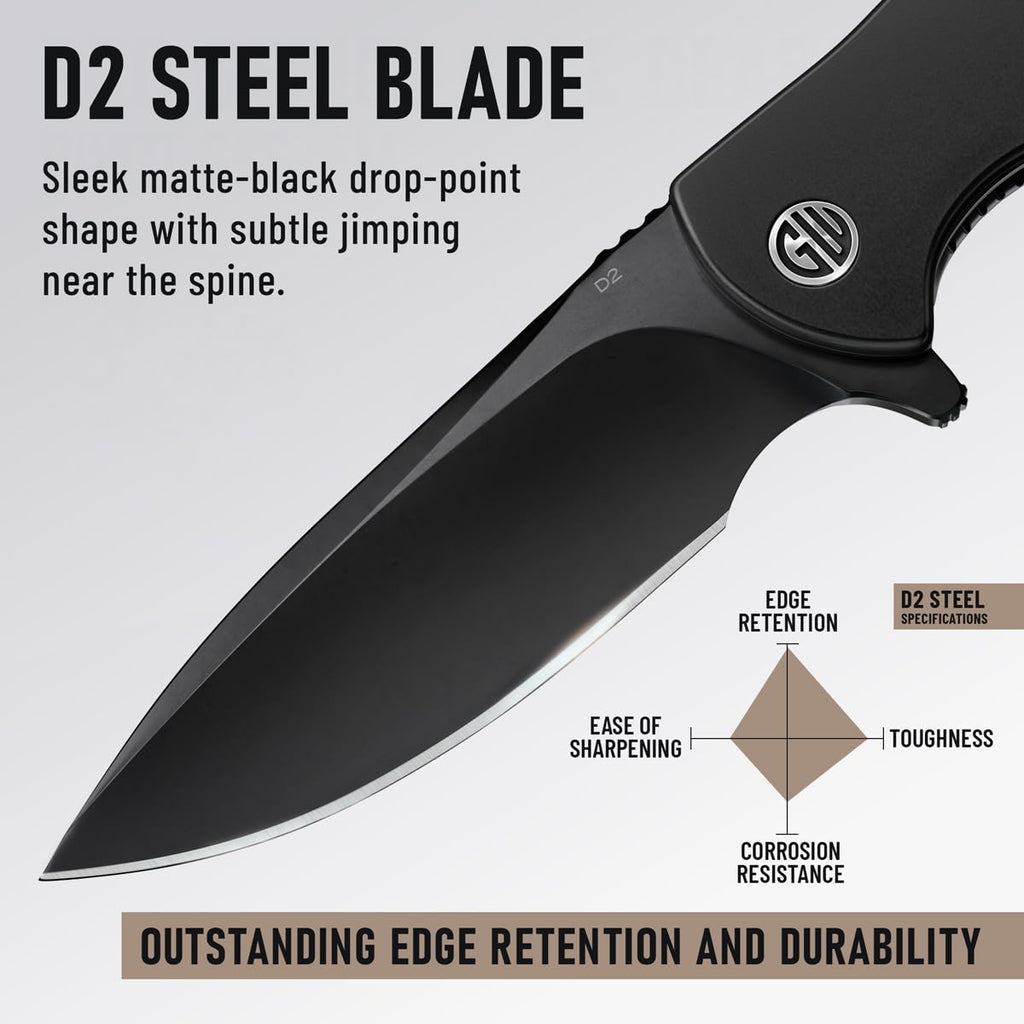 High-End Folding Pocket Knife – D2 Steel Blade, Aluminum Handle & Smooth Ball Bearing Pivot – Elegant Gift-Ready EDC Knife with Deep Carry Clip, Legal in All States - Gifts for Men , Women 6700 A