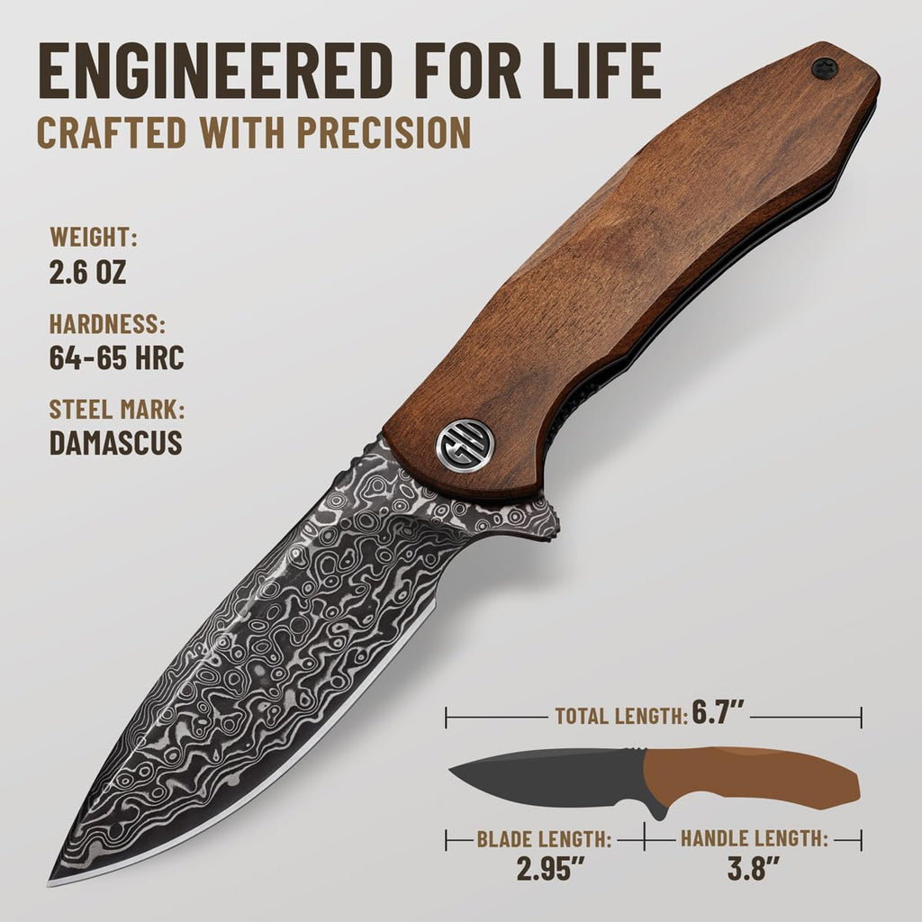 High-End Folding Pocket Knife – D2 Steel Blade, Aluminum Handle & Smooth Ball Bearing Pivot – Elegant Gift-Ready EDC Knife with Deep Carry Clip, Legal in All States - Gifts for Men , Women 6700 A