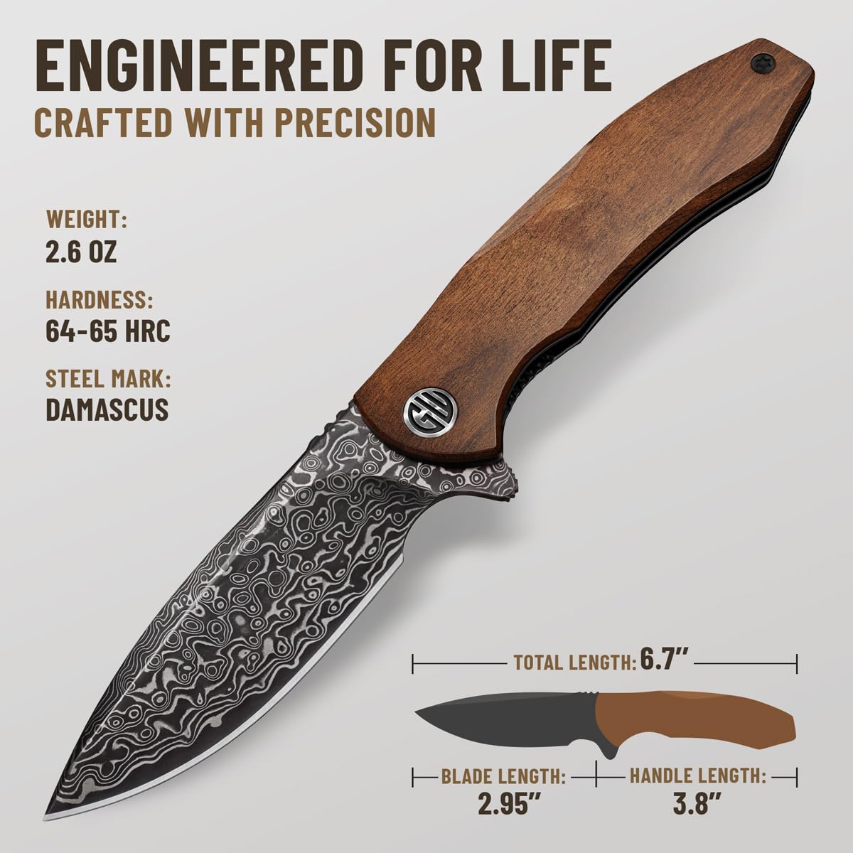 High-End Folding Pocket Knife – D2 Steel Blade, Aluminum Handle & Smooth Ball Bearing Pivot – Elegant Gift-Ready EDC Knife with Deep Carry Clip, Legal in All States - Gifts for Men , Women 6700 A