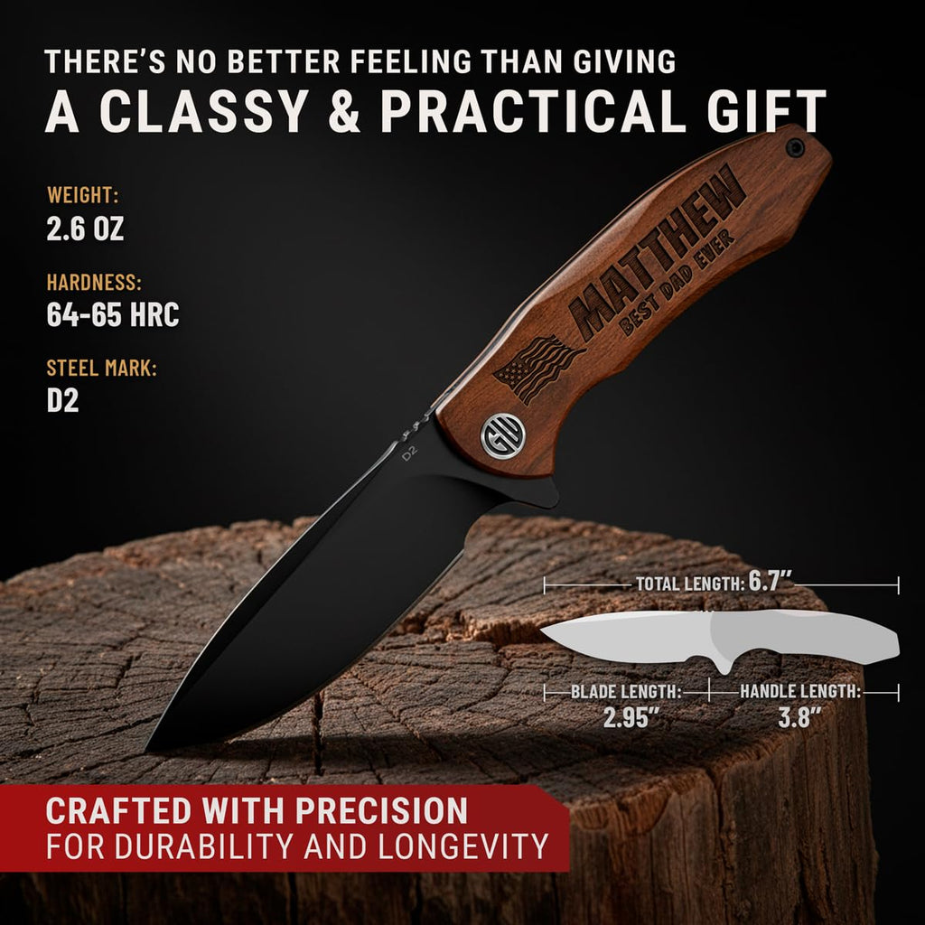 High-End Folding Pocket Knife – D2 Steel Blade, Aluminum Handle & Smooth Ball Bearing Pivot – Elegant Gift-Ready EDC Knife with Deep Carry Clip, Legal in All States - Gifts for Men , Women 6700 A