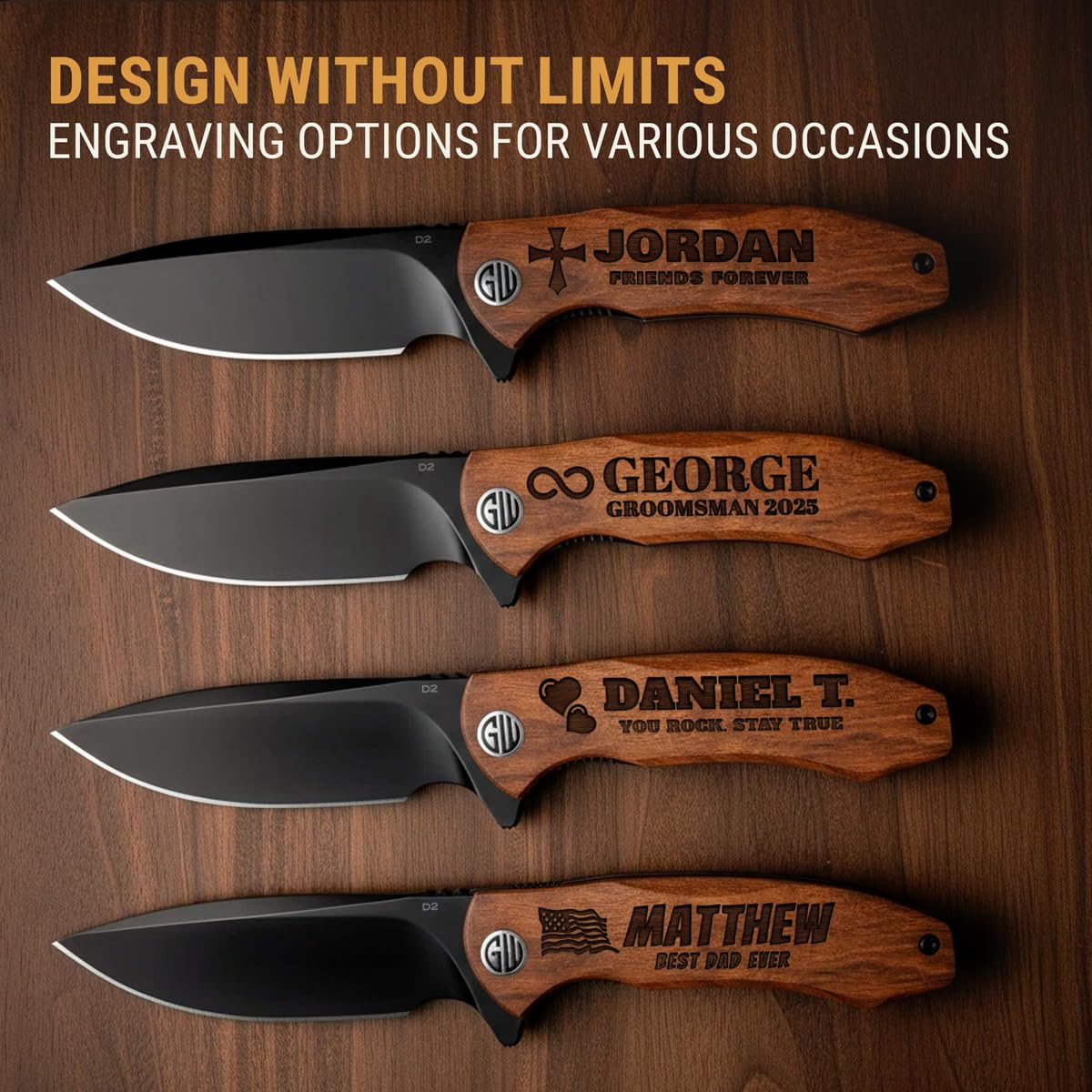 High-End Folding Pocket Knife – D2 Steel Blade, Aluminum Handle & Smooth Ball Bearing Pivot – Elegant Gift-Ready EDC Knife with Deep Carry Clip, Legal in All States - Gifts for Men , Women 6700 A