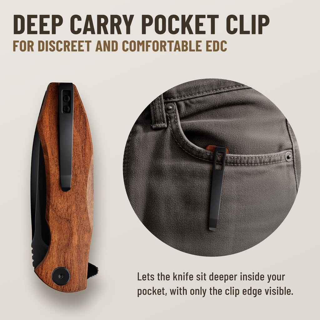 High-End Folding Pocket Knife – D2 Steel Blade, Aluminum Handle & Smooth Ball Bearing Pivot – Elegant Gift-Ready EDC Knife with Deep Carry Clip, Legal in All States - Gifts for Men , Women 6700 A