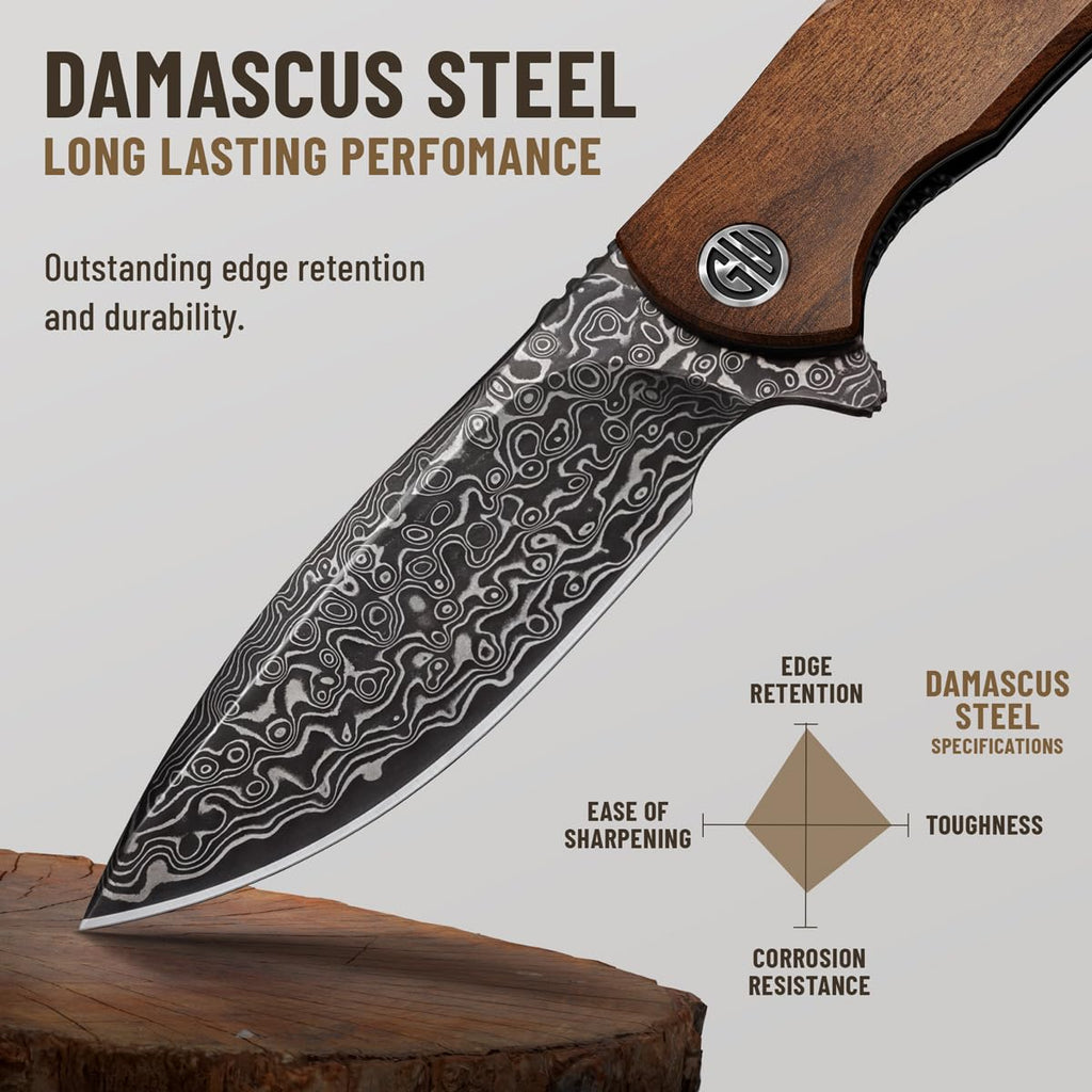 High-End Folding Pocket Knife – D2 Steel Blade, Aluminum Handle & Smooth Ball Bearing Pivot – Elegant Gift-Ready EDC Knife with Deep Carry Clip, Legal in All States - Gifts for Men , Women 6700 A