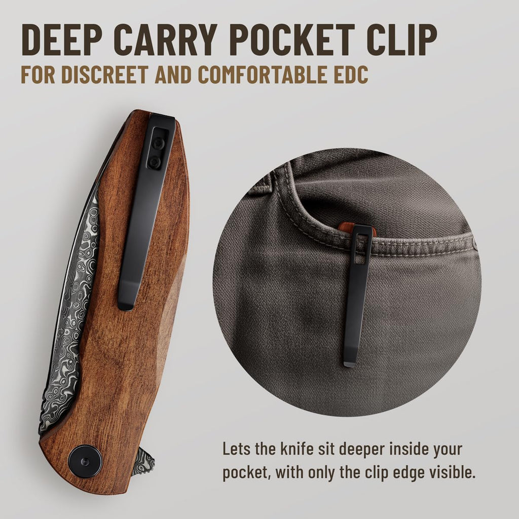 High-End Folding Pocket Knife – D2 Steel Blade, Aluminum Handle & Smooth Ball Bearing Pivot – Elegant Gift-Ready EDC Knife with Deep Carry Clip, Legal in All States - Gifts for Men , Women 6700 A
