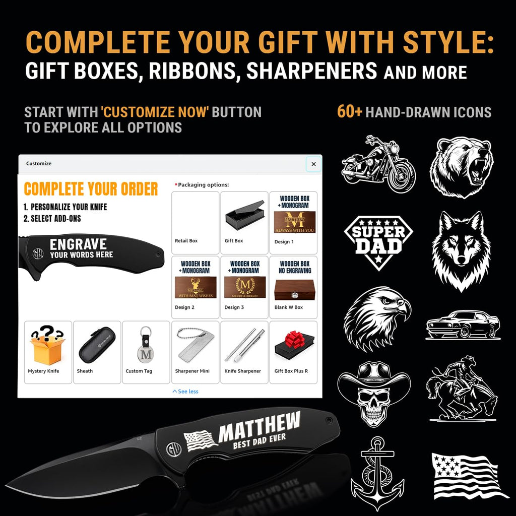 High-End Folding Pocket Knife – D2 Steel Blade, Aluminum Handle & Smooth Ball Bearing Pivot – Elegant Gift-Ready EDC Knife with Deep Carry Clip, Legal in All States - Gifts for Men , Women 6700 A
