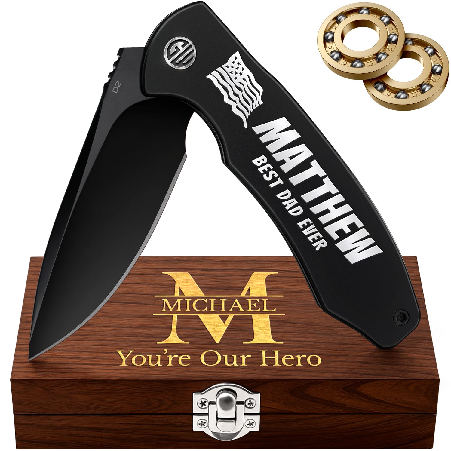 High-End Folding Pocket Knife – D2 Steel Blade, Aluminum Handle & Smooth Ball Bearing Pivot – Elegant Gift-Ready EDC Knife with Deep Carry Clip, Legal in All States - Gifts for Men , Women 6700 A