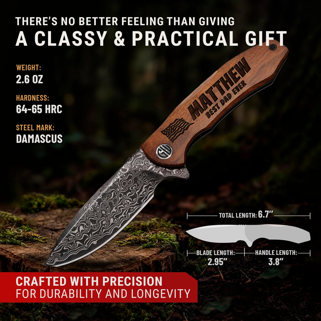 High-End Folding Pocket Knife – D2 Steel Blade, Aluminum Handle & Smooth Ball Bearing Pivot – Elegant Gift-Ready EDC Knife with Deep Carry Clip, Legal in All States - Gifts for Men , Women 6700 A