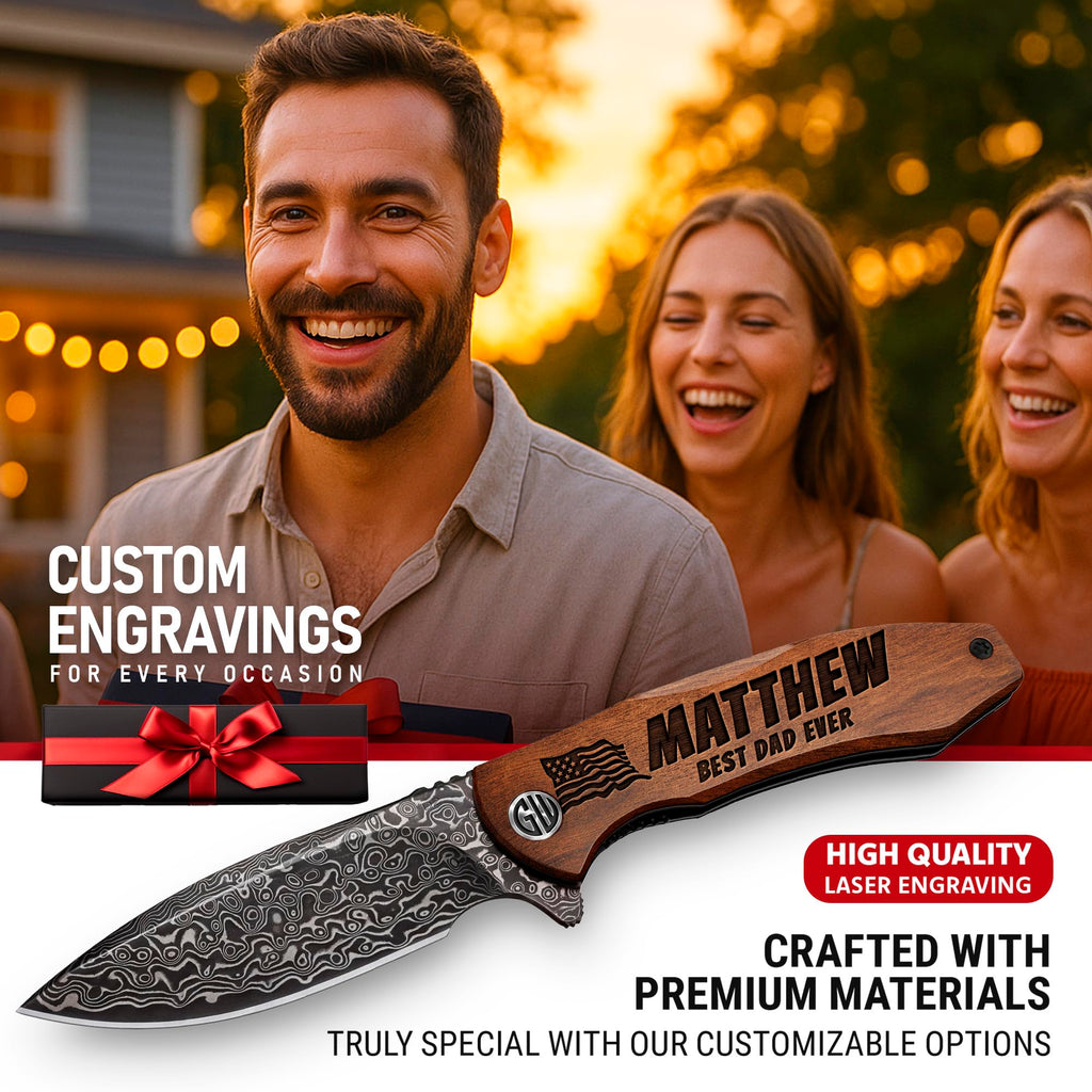 High-End Folding Pocket Knife – D2 Steel Blade, Aluminum Handle & Smooth Ball Bearing Pivot – Elegant Gift-Ready EDC Knife with Deep Carry Clip, Legal in All States - Gifts for Men , Women 6700 A