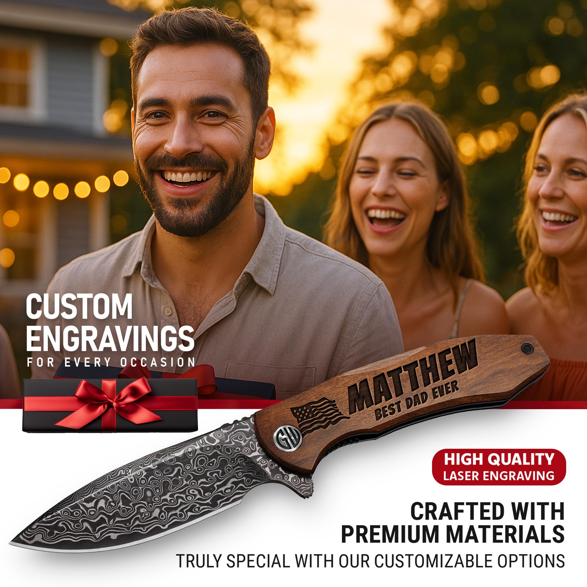 High-End Folding Pocket Knife – D2 Steel Blade, Aluminum Handle & Smooth Ball Bearing Pivot – Elegant Gift-Ready EDC Knife with Deep Carry Clip, Legal in All States - Gifts for Men , Women 6700 A